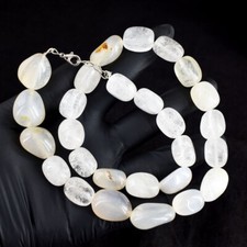 Colar exclusivo de quartzo branco muito bonito 667,00 cts com miçangas VK 56 E684 comprar usado  Enviando para Brazil