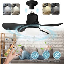 Ventilador De Techo Con Luz LED y Controle Remoto Lampara Abanico Luces Ventilador Negro comprar usado  Enviando para Brazil