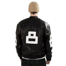 Nova Moda Masculina 8 Bolas Seinfeld Michael Couro Preto Real Jaqueta Bombardeiro Motociclista comprar usado  Enviando para Brazil