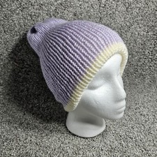 Chapéu gorro feito à mão adulto M lilás/branco quente comfey boné de malha reversível comprar usado  Enviando para Brazil