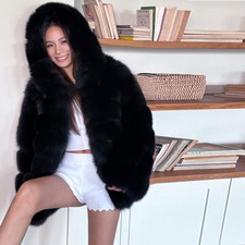 Casaco de pele de raposa real feminino moda com capuz novo casaco inverno quente roupa de luxo, usado comprar usado  Enviando para Brazil