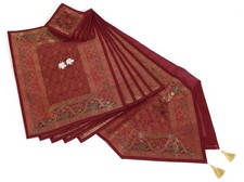 13 peças corredor de mesa marrom decoração de jantar brocado de seda Banarasi paisley pano indiano, usado comprar usado  Enviando para Brazil