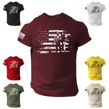 Men's T-shirts Bandeira Eua American Patriótico Pride veterano militar Manga Curta comprar usado  Enviando para Brazil