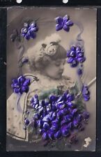 Cartolina bambina fiori usato  Italia