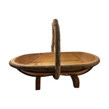 Trug Keeping Gathering cesta de madeira ripada feita à mão oval com alça 16 polegadas pés comprar usado  Enviando para Brazil