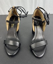 Carmen Steffens 4" Bloco Salto Alto Feminino Tamanho 8.5 Preto Biqueira Aberta Tiras de Tornozelo comprar usado  Enviando para Brazil