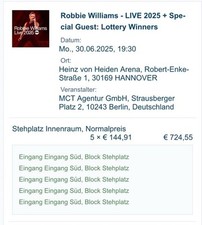 Gebraucht, Tickets robbie williams gebraucht kaufen  Hamburg
