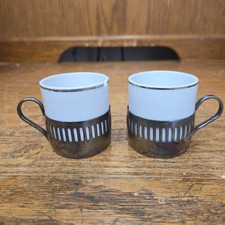 Conjunto Vintage de 2 Copos de Cerâmica Pozzani com Suportes de Metal Brasil comprar usado  Enviando para Brazil