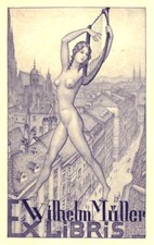 Richard Lux: Exlibris / Webl. Akt mit Leier über Wien na sprzedaż  Wysyłka do Poland