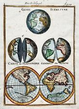 Usado, Globo Terrestre 1719, Mappa Del Mondo, Mallet, Colorato A Mano comprar usado  Enviando para Brazil