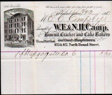 1880 Philadelphia - W E & N H Camp - Biscoito Cracker & Cake - Carta cabeça nota comprar usado  Enviando para Brazil