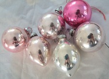 Conjunto de 6 enfeites de árvore de Natal de vidro rosa/prata comprar usado  Enviando para Brazil