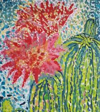 obraz olejny abstract new oil painting flowers opuntia cactus  na sprzedaż  PL