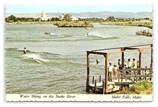 Usado, Cartão postal vista continental para esqui aquático no rio Snake Idaho Falls Idaho comprar usado  Enviando para Brazil