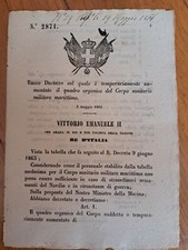 REGIO DECRETO 2871 1866 - AUMENTO CORPO SANITARIO MILITARE MARITTIMO comprar usado  Enviando para Brazil