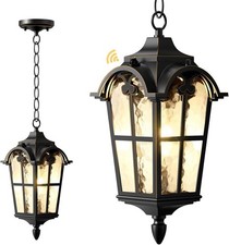Usado, Candelabro pendente externo vidro ondulado preto com bordas douradas antiferrugem comprar usado  Enviando para Brazil