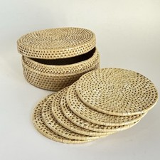 Conjunto de 6 rebites de vime boho almofadas quentes com recipiente de armazenamento 7” através, usado comprar usado  Enviando para Brazil