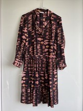 Vestido Country Road de seda manga 3/4 plissado estampa abstrata vermelho roxo tamanho 10 comprar usado  Enviando para Brazil