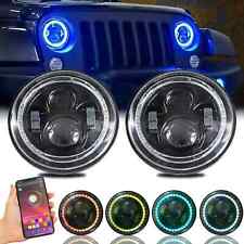 2x Farol LED 7" Polegadas 60W com Bluetooth RGB Halo Ring Lights comprar usado  Enviando para Brazil