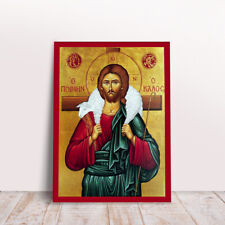 Jesus Cristo O Bom Pastor grego bizantino ortodoxo cristão ícone feito à mão comprar usado  Enviando para Brazil