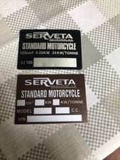 Lambretta serveta plaque for sale  WALTHAM CROSS