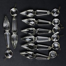 Pendálogos de pingentes de gelo entalhados cortados com conjunto de joias e pinos, prisma de cristal vintage 2,5", usado comprar usado  Enviando para Brazil