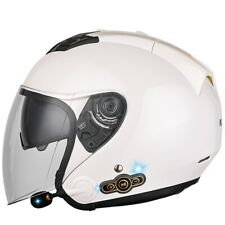 Capacete integrado fone de ouvido Bluetooth rosto aberto motocicleta PONTO BRANCO 3/4, usado comprar usado  Enviando para Brazil