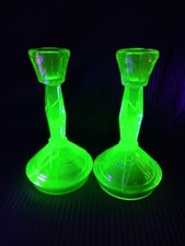 Uranium glass candlesticks for sale  STONE