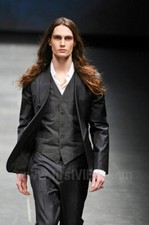 Blazer masculino designer DIESEL US$ 895 acabamento de couro para passarela revestido peito duplo 50 comprar usado  Enviando para Brazil