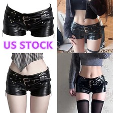 Calça Hot Pants Feminina Couro Ecológico Look Molhado Cintura Baixa Booty Shorts Clube de Música comprar usado  Enviando para Brazil