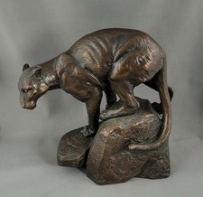 Escultura de bronze Nicholas Wilson Arizona artista vida selvagem leão da montanha edição limitada comprar usado  Enviando para Brazil
