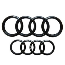 Czarny błyszczący do Audi A4 A6 Q5 Q7 Zestaw V + H Kratka Plakietka Pierścienie Logo Nowe na sprzedaż  Wysyłka do Poland