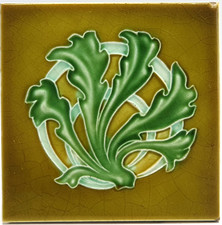 Usado, Lareira Art Nouveau azulejo folhas de majólica design por Henry Richards C1900 comprar usado  Enviando para Brazil