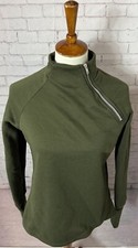 Pulôver moletom feminino verde exército top L manga longa zíper gola comprar usado  Enviando para Brazil