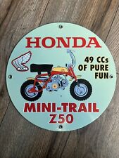 Usado, PLACA VINTAGE DE PORCELANA HONDA MINI-TRAIL Z50 GASOLINA E ÓLEO comprar usado  Enviando para Brazil