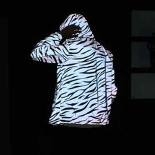 Jaqueta masculina leopardo zebra reflexiva noite brilhante com capuz corta-vento streetwear, usado comprar usado  Enviando para Brazil