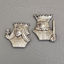 Conjunto de broche vintage King Queen tom prata prensado fecho C xadrez 1 3/8" comprar usado  Enviando para Brazil