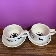 Conjunto de 2 pires antigos Homer Laughlin Black Tavern Lab canecas de café grossas para cães RARO, usado comprar usado  Enviando para Brazil