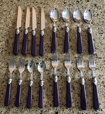 16 peças de talheres barroco estilo Napoleão cabo acrílico roxo aço inoxidável bom! comprar usado  Enviando para Brazil