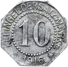 Młynek do cięcia - Piła - Polska - NOTGELD Moneta awaryjna - 10 fenigów 1916 - Żelazo na sprzedaż  PL