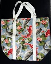 Usado, Bolsa tote vintage Koi Fish Pond 16,5"x 14 alça dupla ombro reutilizável transporte algodão comprar usado  Enviando para Brazil