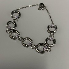 Pulseira Bomb Party corrente tom prata design de elo circular ajustável comprar usado  Enviando para Brazil