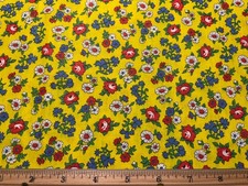 Tecido de algodão antigo vintage década de 1950 anos 60 vermelho azul amarelo floral 35w 1yd comprar usado  Enviando para Brazil