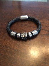 Pulseira masculina de aço inoxidável e couro comprar usado  Enviando para Brazil