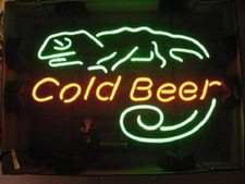 Cerveja gelada Lizzard Beer Cerveza 24"x18" sinal de néon lâmpada luz display feito à mão LE, usado comprar usado  Enviando para Brazil