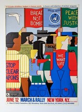 Usado, POSTER PÃO NÃO BOMBAS por ARTISTA GIANCARLO IMPIGLIA - MARCHA DE PROTESTO NYC 1982 comprar usado  Enviando para Brazil