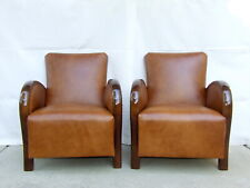 Par de poltronas de couro Art Deco. Cadeiras de coquetel Club. Halabala antiga vintage, usado comprar usado  Enviando para Brazil