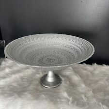 Tigela de vidro decorativa com base prata em relevo 13” de largura x 7,25” de altura comprar usado  Enviando para Brazil