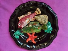 Barbotine assiette poissons d'occasion  Le Mans