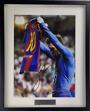 Lionel Messi grande lona autografada assinada à mão emoldurada com certificado de autenticidade comprar usado  Enviando para Brazil